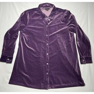 J.Jill Wearever Collection Purple Velvet Velour Shirt‎ Size Medium Petite